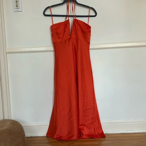 strapless open back dress Champagne Showers Halterneck Slip Mini Dress Sequin Floral Orange Selfie  Leslie
